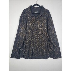 Glam Benjamin Black Button Down Shirt Mens 4X Black Gold Metallic Geometric